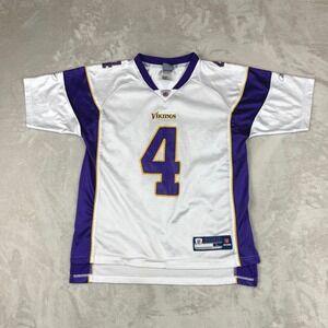 Minnesota Vikings Jersey Youth L Brett Favre #4 White Purple Reebok NFL Football